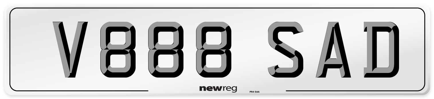 V888 SAD Number Plate from New Reg
